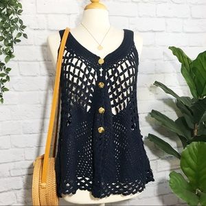 FREE PEOPLE bohemian crochet knit sweater top